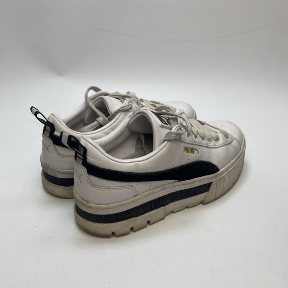 Puma Mayze Platform Womens Size 7 US White Black Athletic Leather Shoes Sneakers - Picture 2 of 14